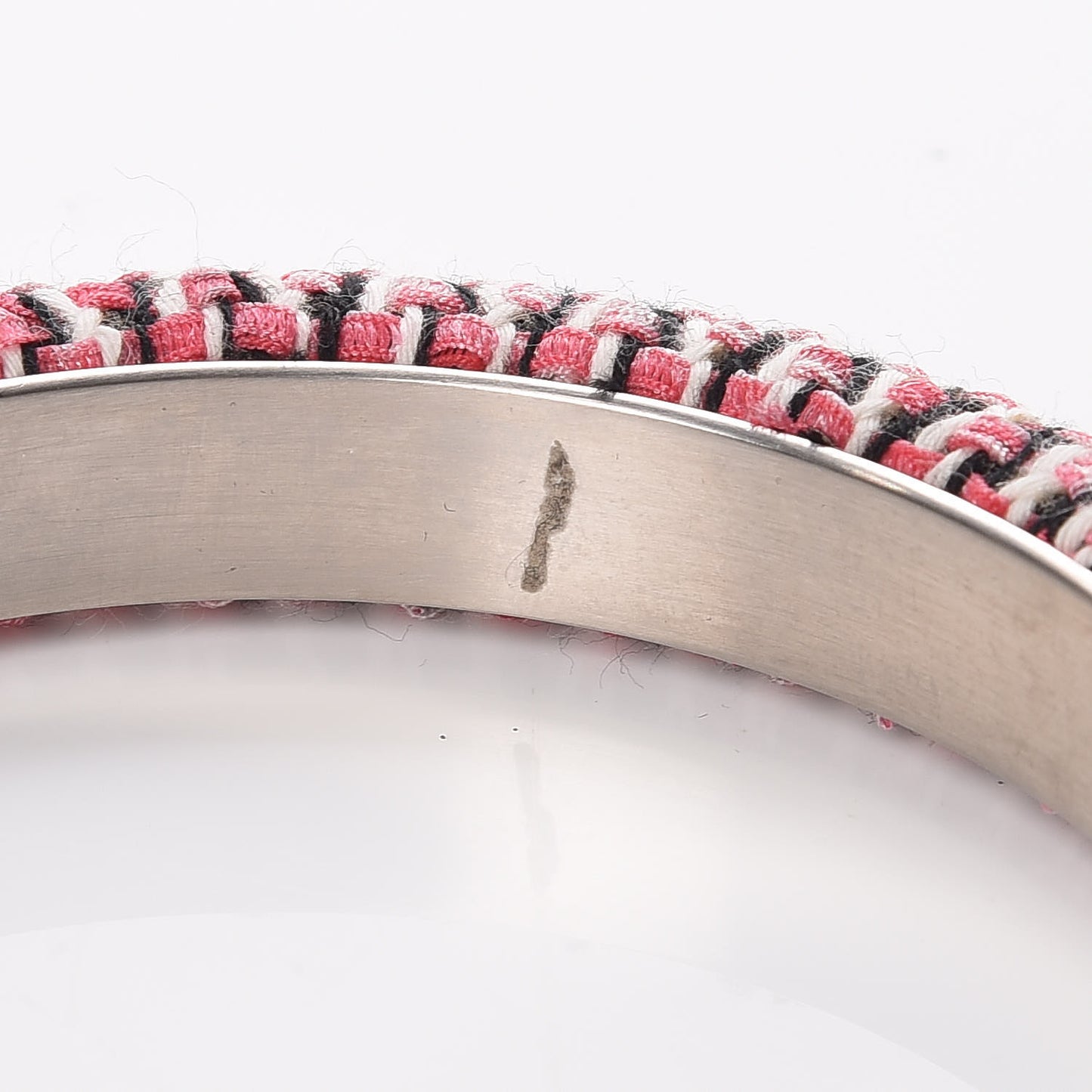 Tweed CC Narrow Bangle M Pink Black White