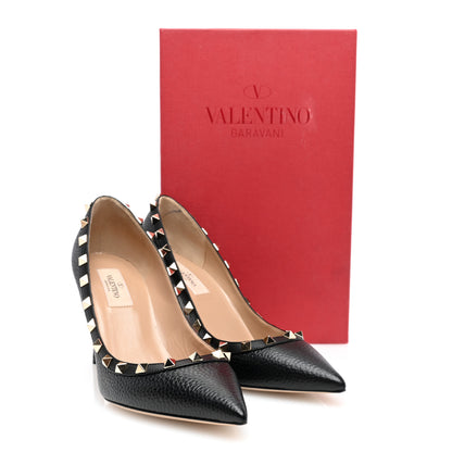 Valentino Garavani Pebbled Calfskin Rockstud 85mm Pumps 38.5 Black 8 of 8