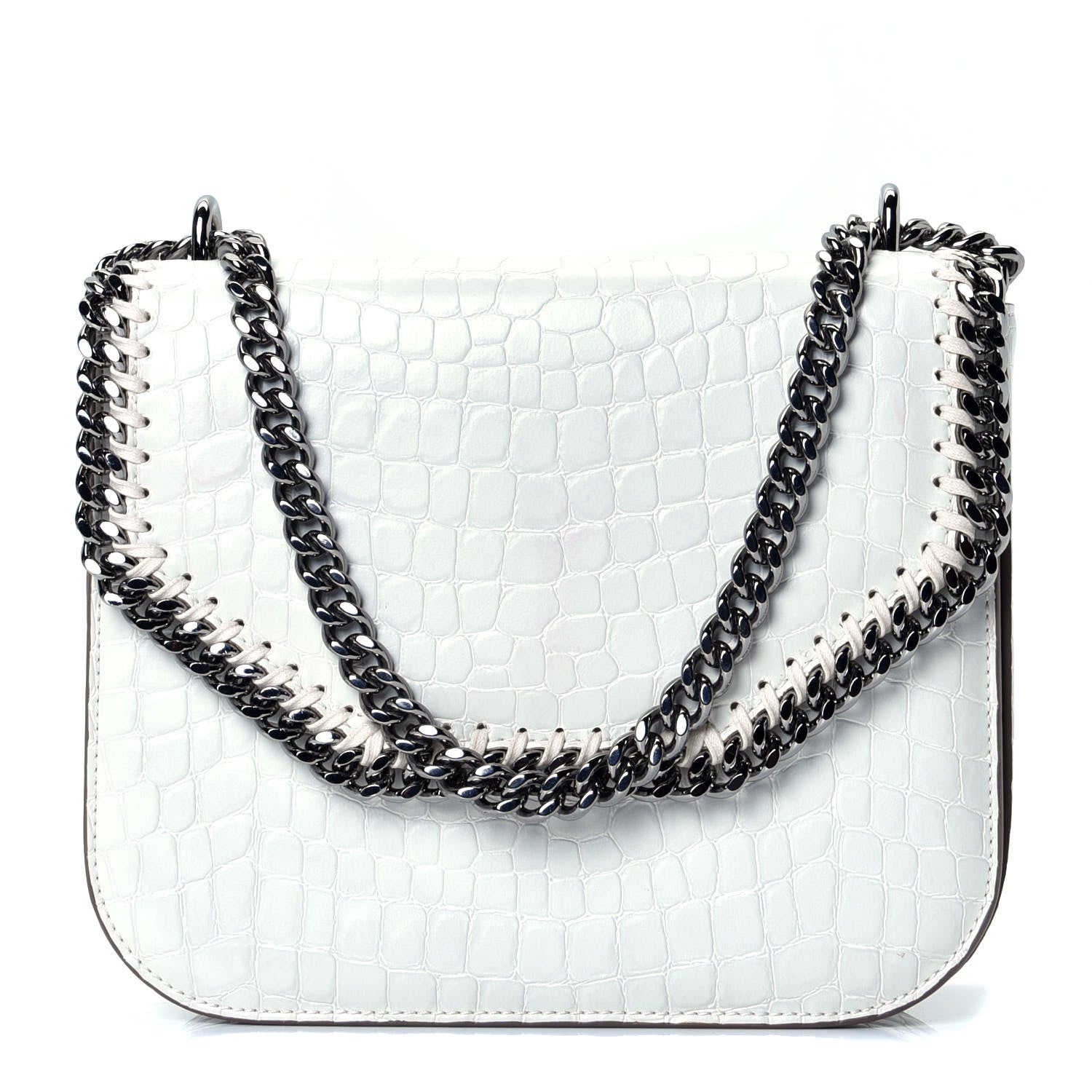 Stella McCartney Embossed Crocodile Effect Medium Falabella Box Shoulder Bag Ivory 1 of 4