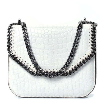 Stella McCartney Embossed Crocodile Effect Medium Falabella Box Shoulder Bag Ivory 1 of 4