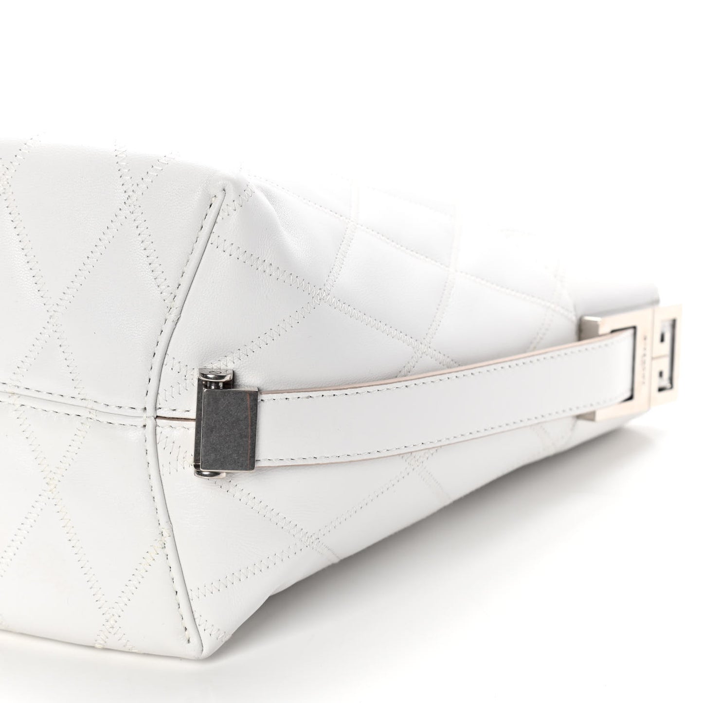 Lambskin Quilted Mini GV Bucket Bag White