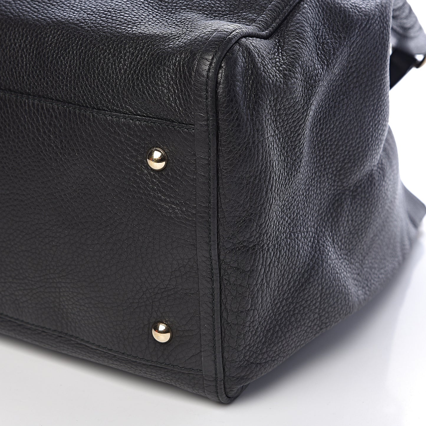 Pebbled Calfskin Large Soho Shoulder Bag Black
