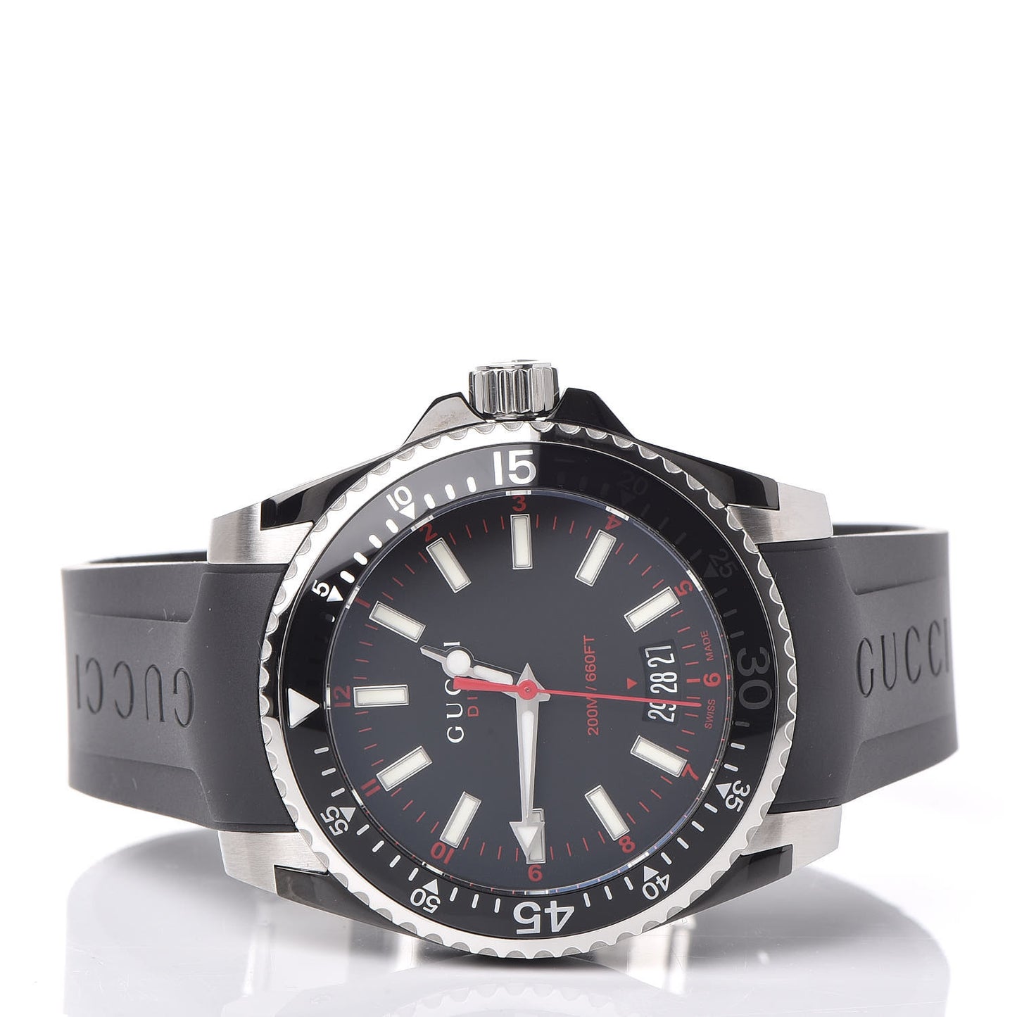Stainless Steel Rubber 40mm Dive Quartz Watch Black