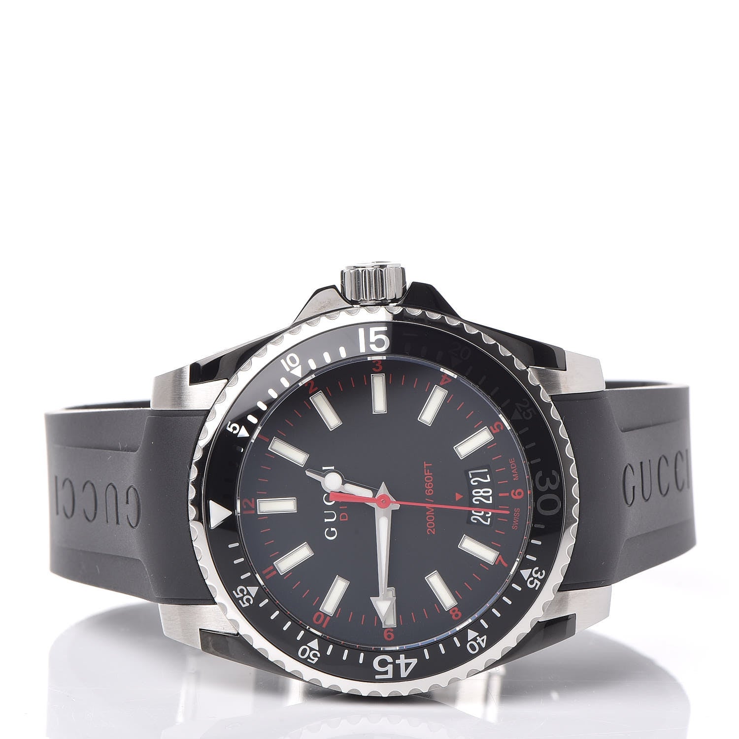 Gucci Stainless Steel Rubber 40mm Dive Quartz Watch Black 3 of 7