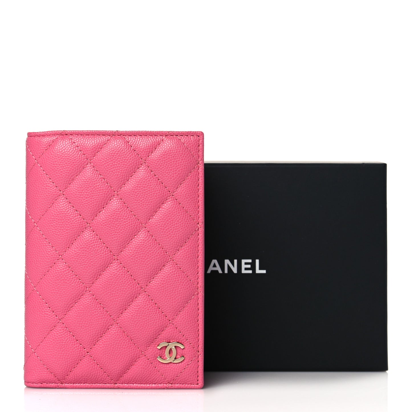 Caviar Quilted Passport Holder Pink