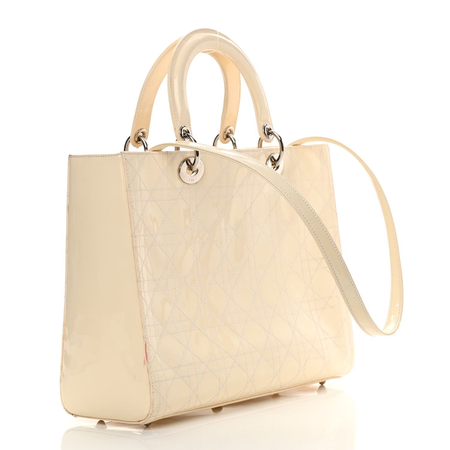 Christian Dior Patent Cannage Large Lady Dior White 3 of 17