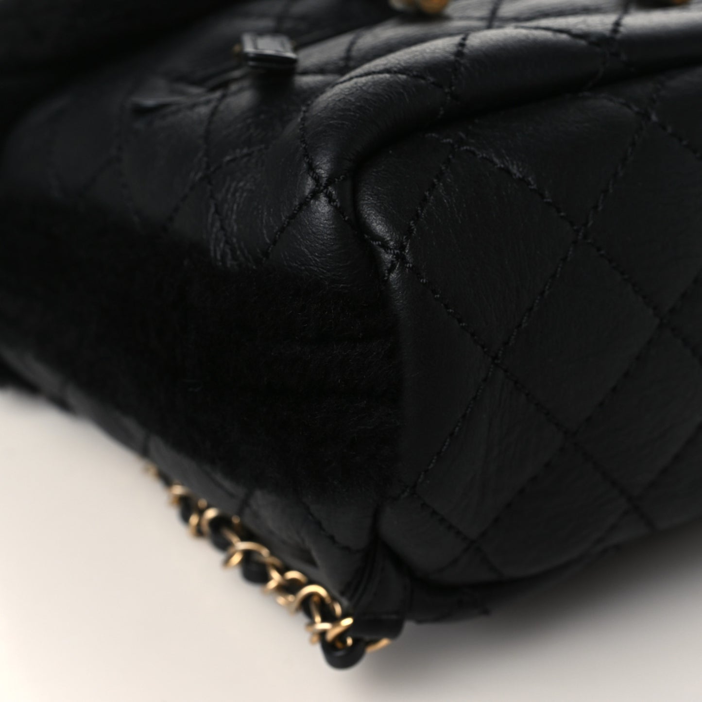 Lambskin Shearling Quilted CC Backpack Black