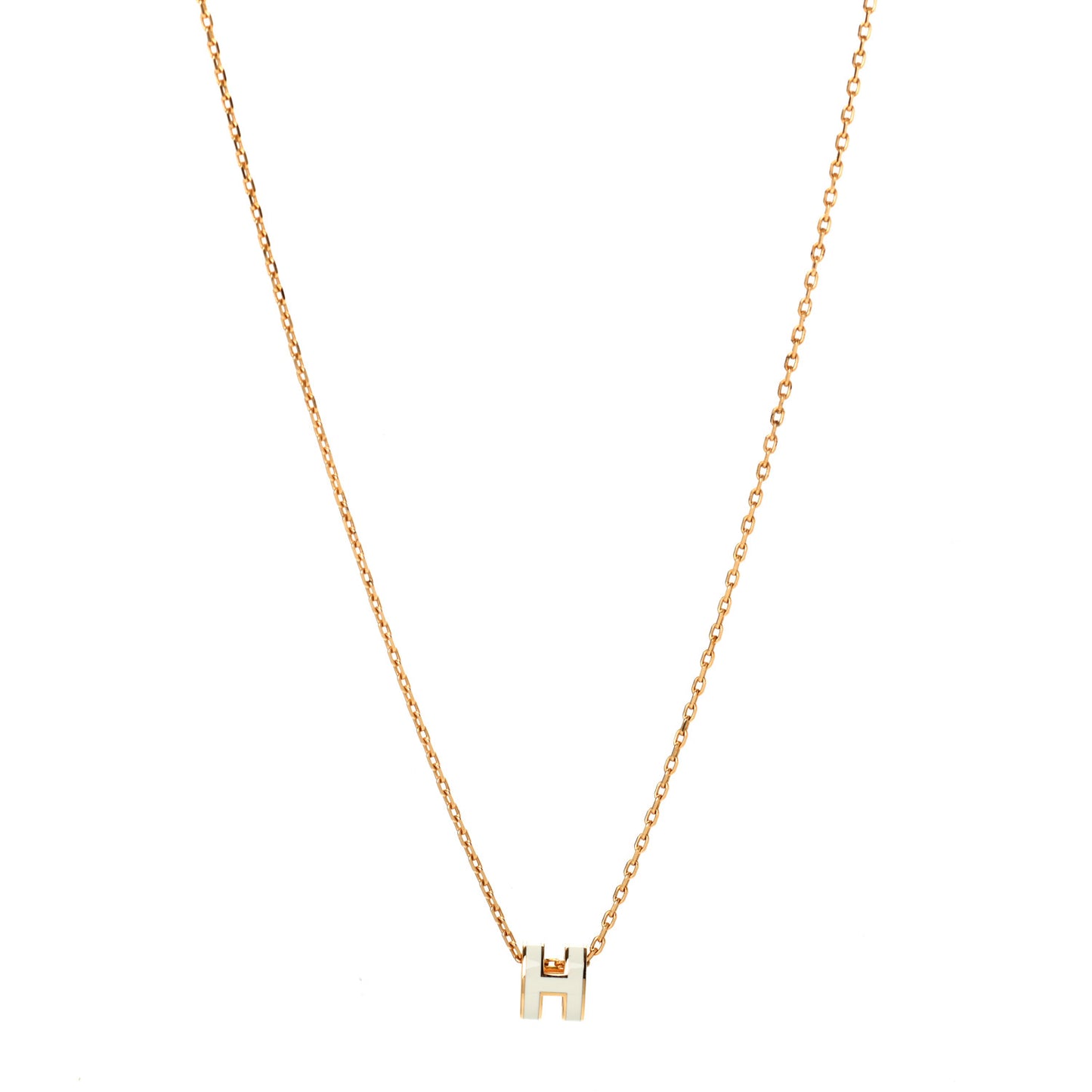 Lacquered Gold Mini Pop H Pendant Necklace White