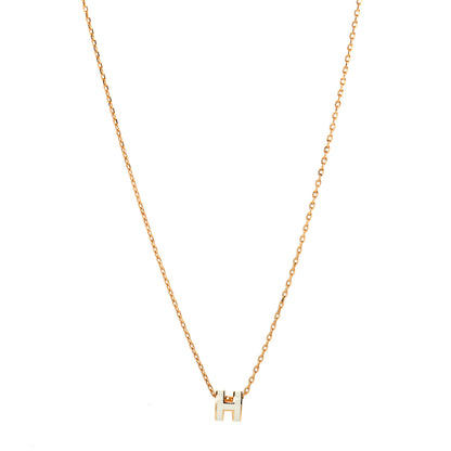 Hermes Lacquered Gold Mini Pop H Pendant Necklace White 1 of 5