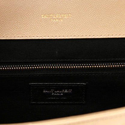 Saint Laurent Grain De Poudre Matelasse Chevron Large Monogram Satchel Nude Powder 6 of 11