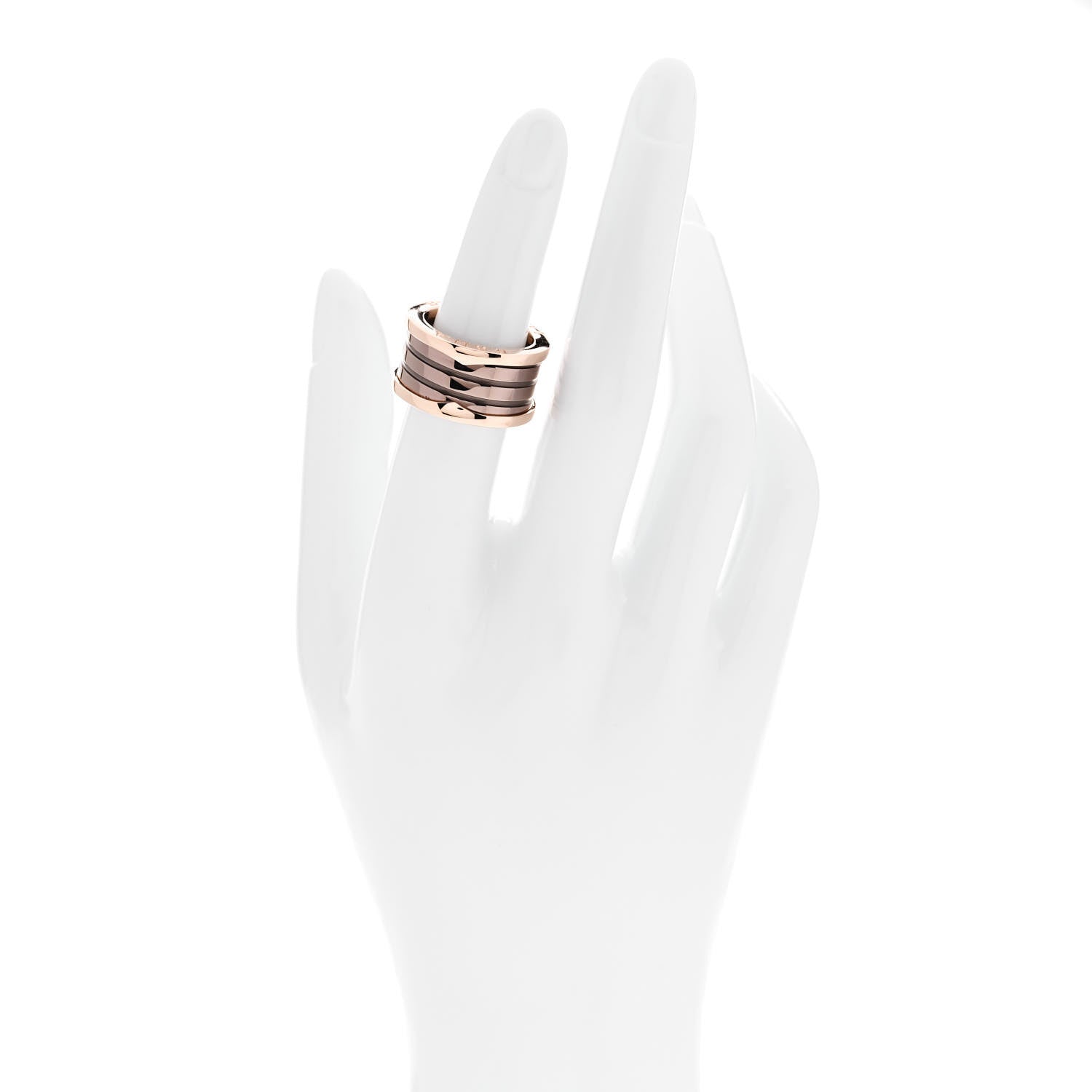 Bulgari 18K Rose Gold Bronze Cermet B.Zero1 Roma Four-Band Ring 53 6.25 2 of 6
