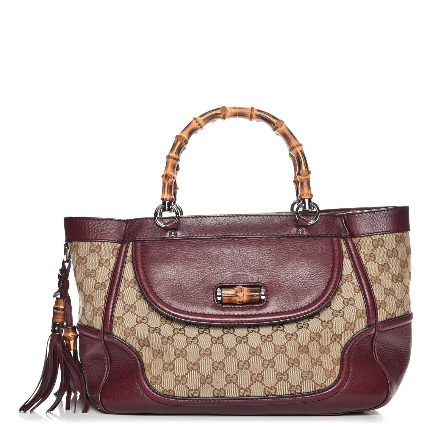 Monogram New Bamboo Medium Tassel Tote Bordeaux