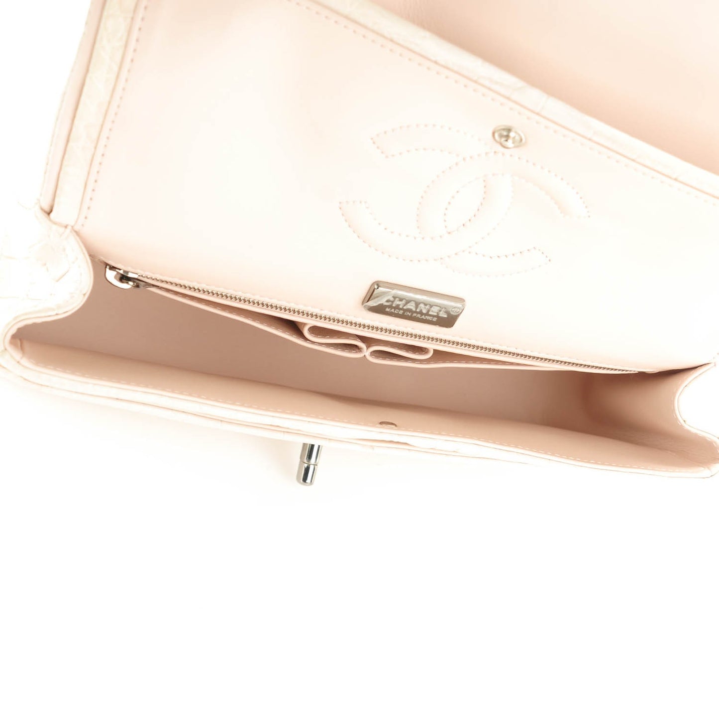 Matte Alligator Medium Double Flap Light Pink