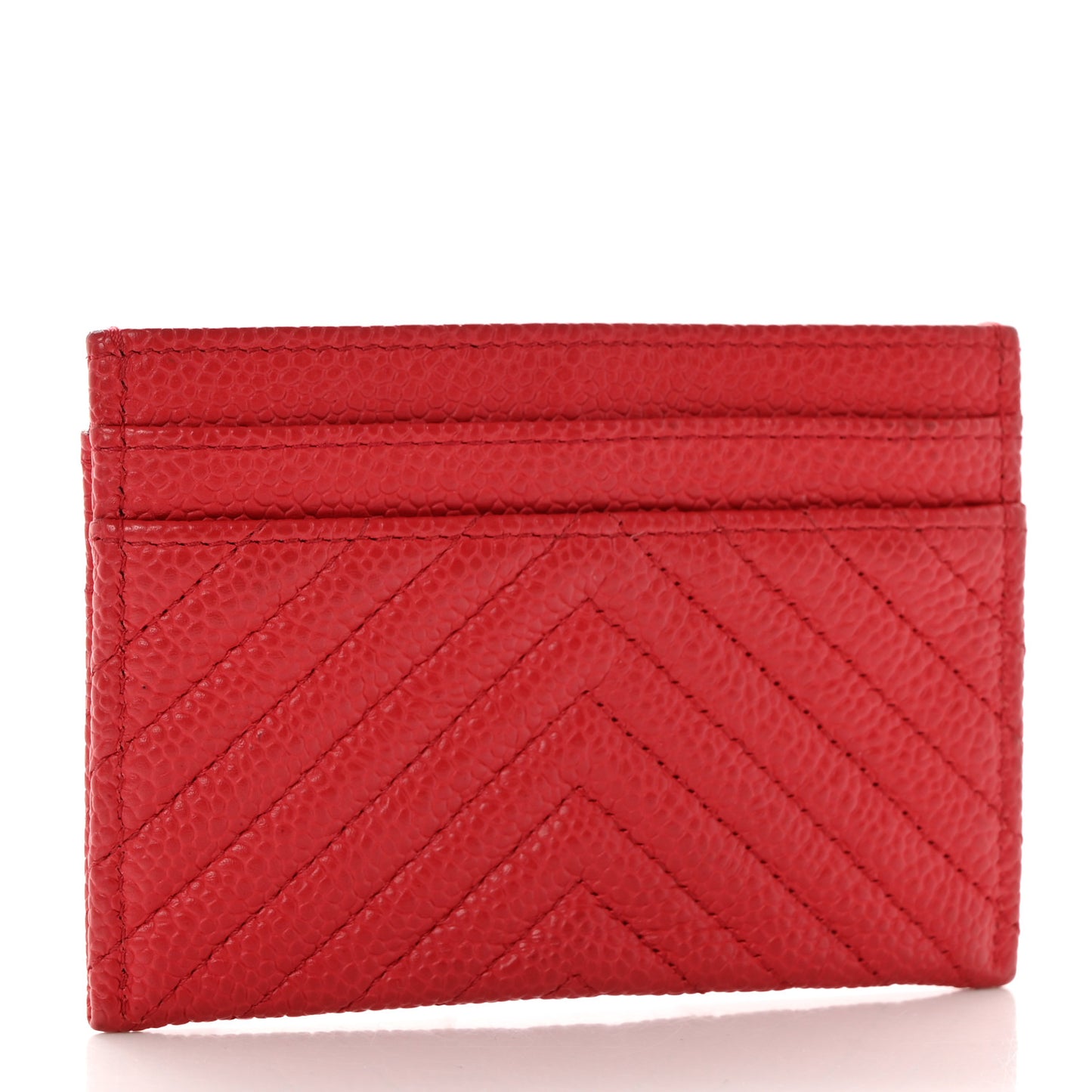 Caviar Chevron Quilted Boy Card Holder Red