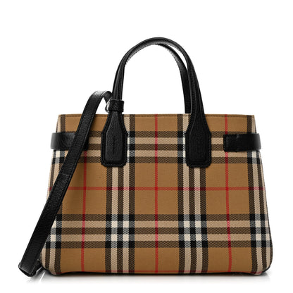 Burberry Goatskin Vintage Check Small Banner Tote Black 1 of 10