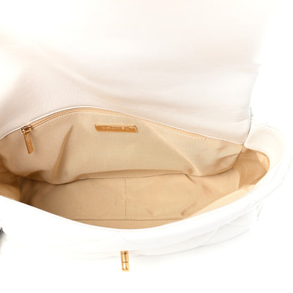 Chanel Goatskin Quilted Large Chanel 19 Flap White 5 of 10