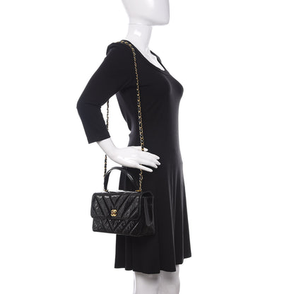 Chanel Patent Chevron Top Handle Flap Black 2 of 14