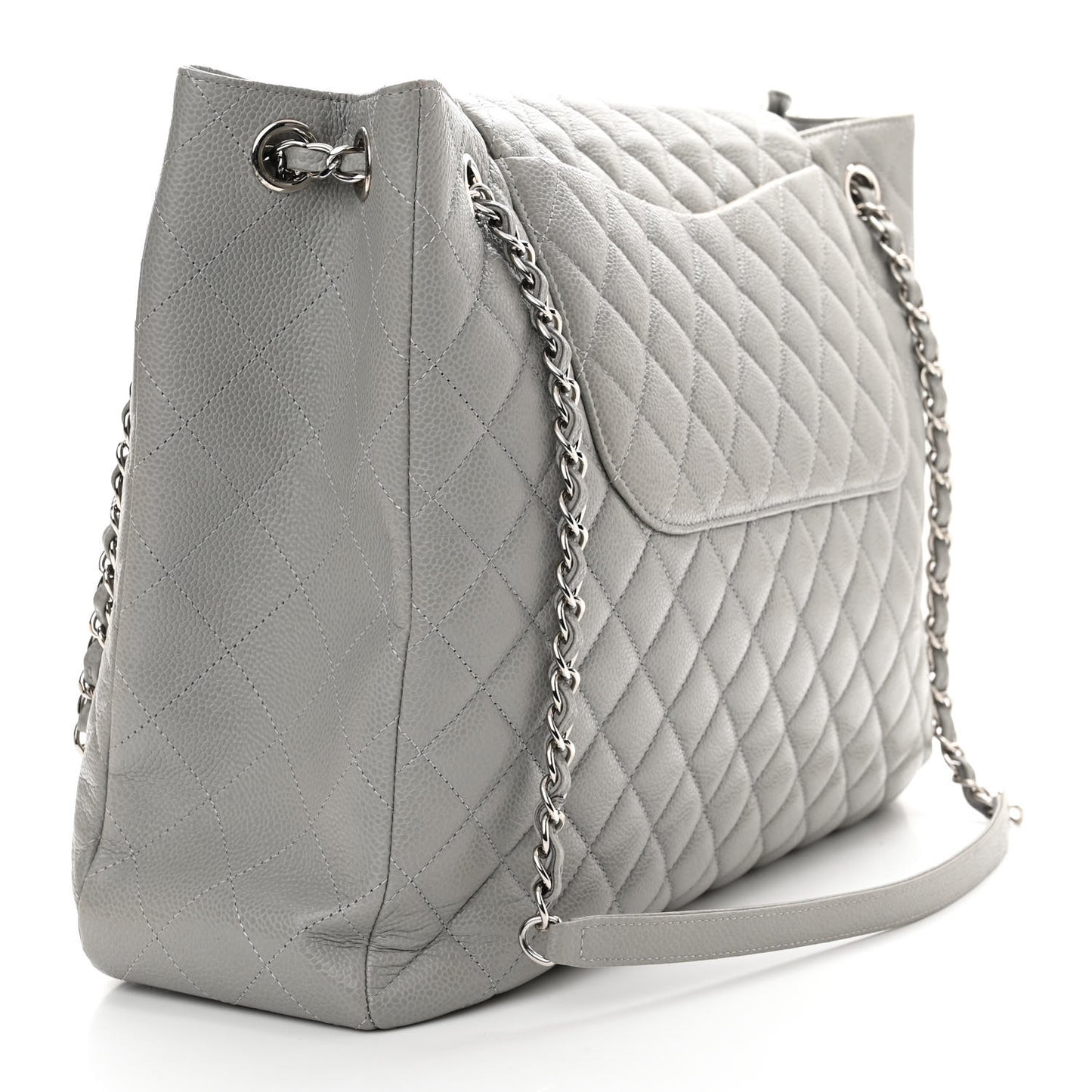 Caviar Quilted Maxi Paris Edinburgh Flap Light Grey
