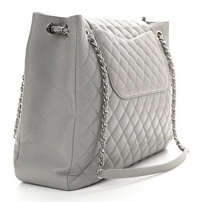 Chanel Caviar Quilted Maxi Paris Edinburgh Flap Light Grey 3 of 13