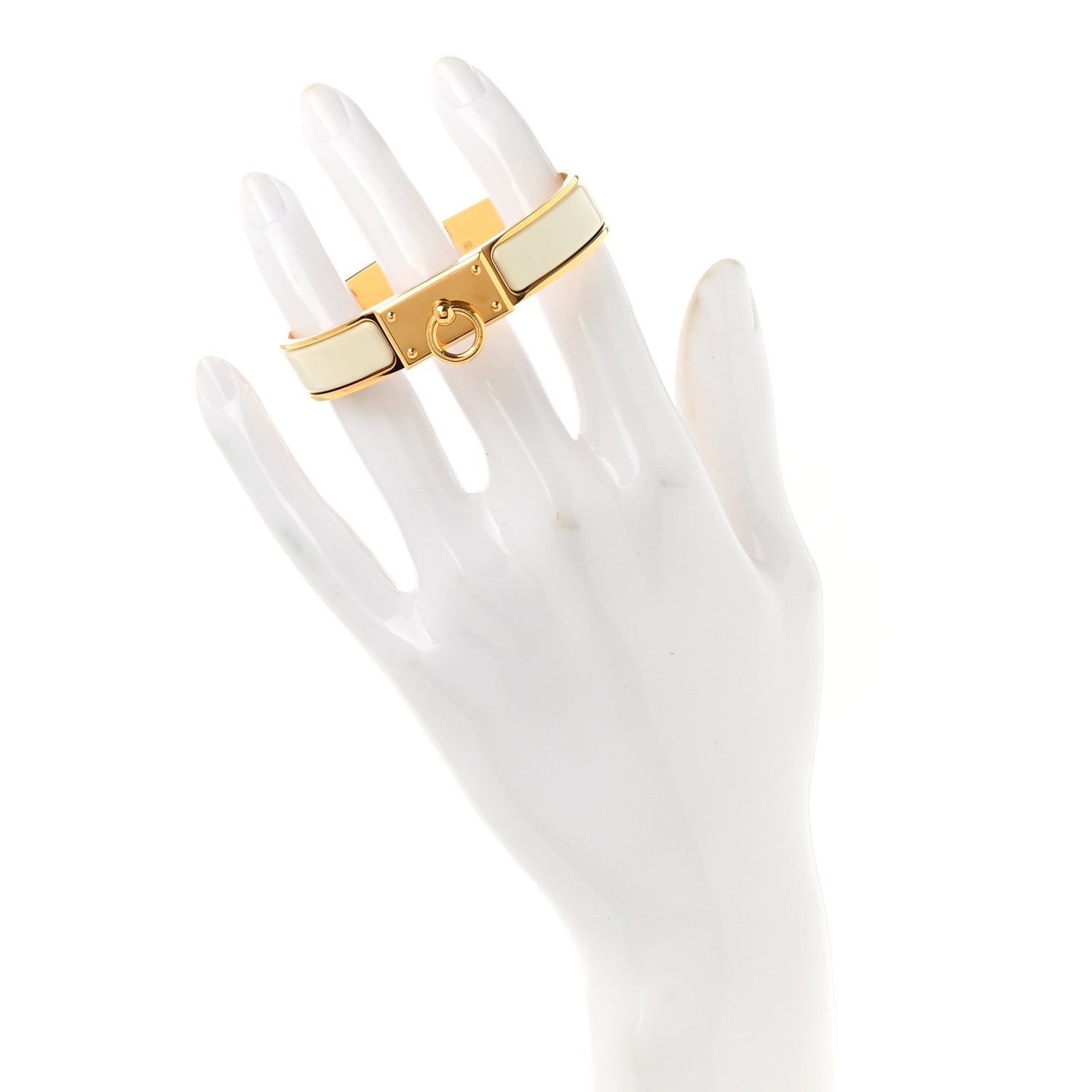 Hermes Enamel Clic Anneau Bracelet PM Craie 2 of 5