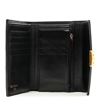 Chanel Calfskin Chevron Quilted Medal Flap Wallet Black 5 of 10