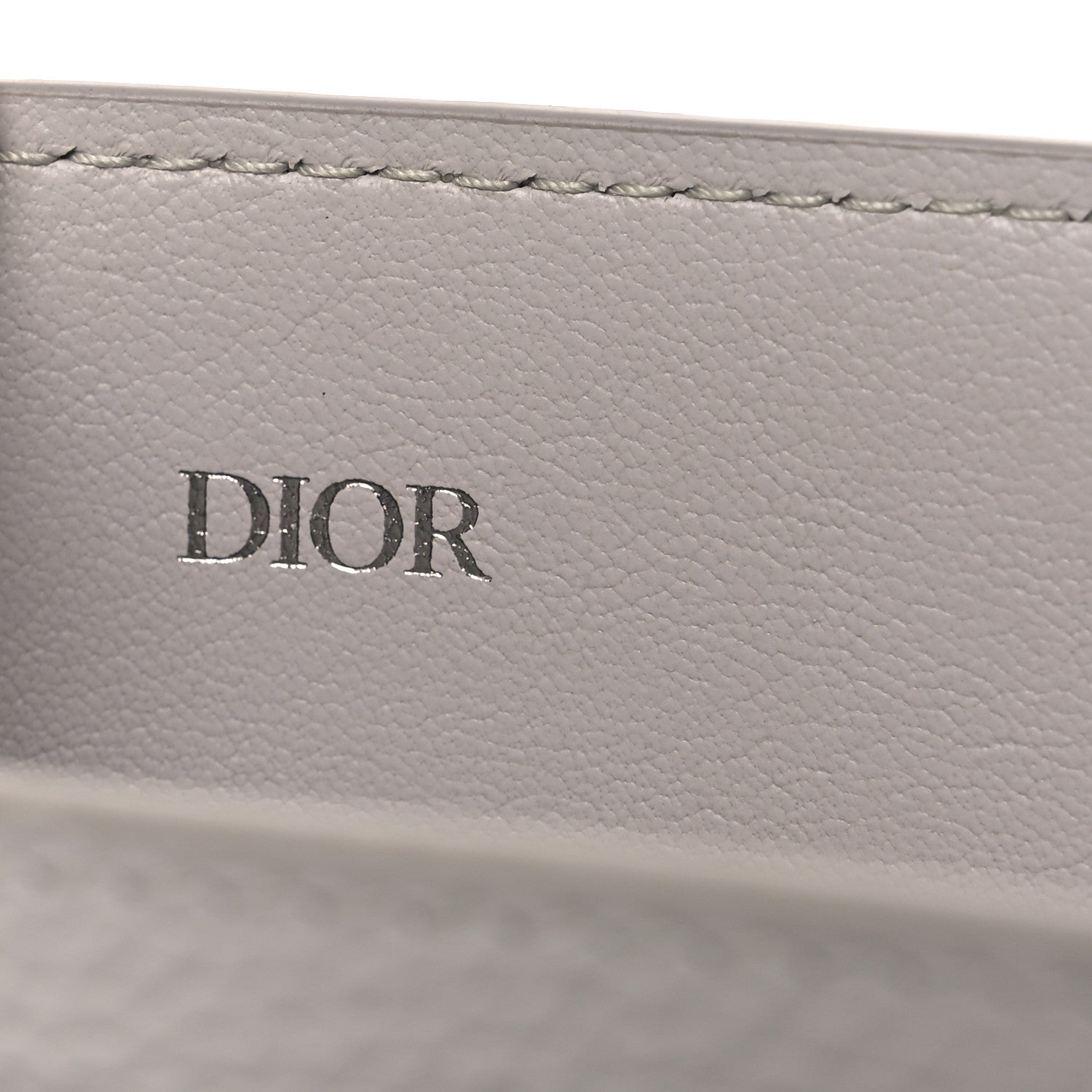 Christian Dior Grained Calfskin Logo Card Holder Light Grey 6 of 7