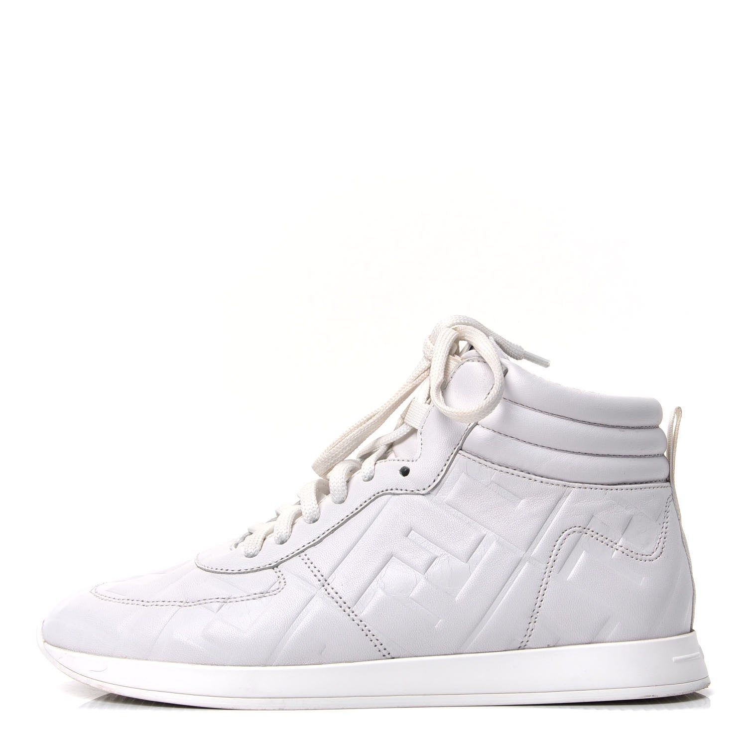Fendi Nappa Macro FF Embossed Womens High Top Sneakers 35.5 White Ice 1 of 6