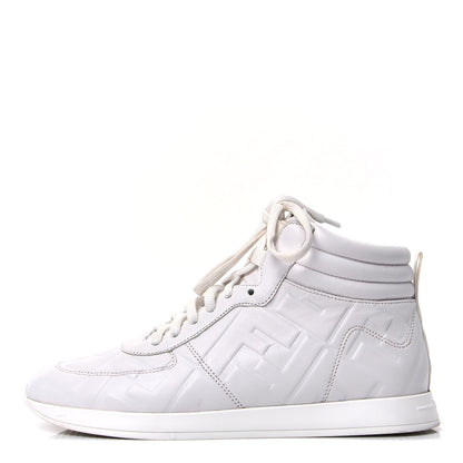 Fendi Nappa Macro FF Embossed Womens High Top Sneakers 35.5 White Ice 1 of 6