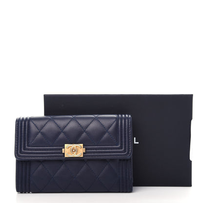 Chanel Lambskin Quilted Medium Boy Flap Wallet Navy 9 of 10
