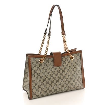 Gucci GG Supreme Monogram Medium Padlock Tote Beige Cuir 3 of 13