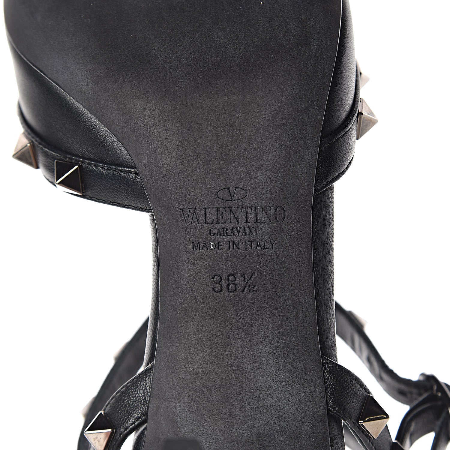Valentino Garavani Nappa Rockstud Ankle Strap Low Heel Pumps 38.5 Black 7 of 8