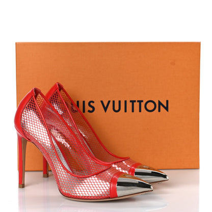 Louis Vuitton Calfskin Mesh PVC Urban Twist Pumps 36 Red 8 of 8