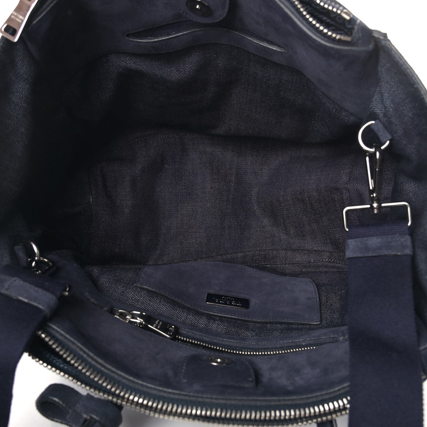 Denim Suede Scamosciato Twin Pocket Tote Bleu