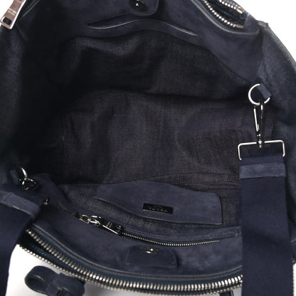 Prada Denim Suede Scamosciato Twin Pocket Tote Bleu 5 of 17