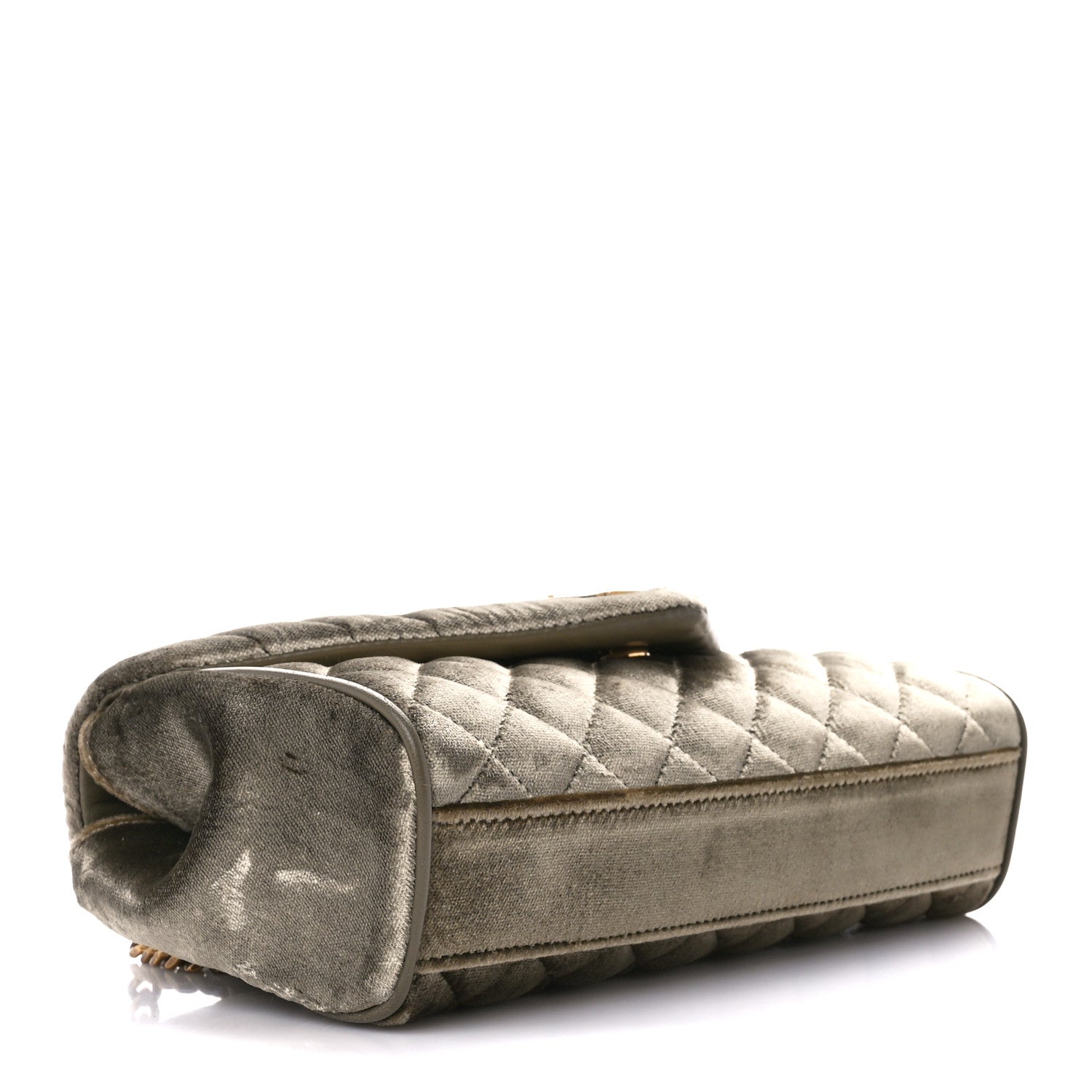 Saint Laurent Velvet Mixed Matelasse Triquilt Small Monogram Satchel Dark Vintage Olive 4 of 11