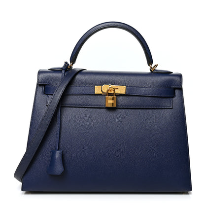 Hermes Epsom Kelly Sellier 32 Bleu Saphir 1 of 10
