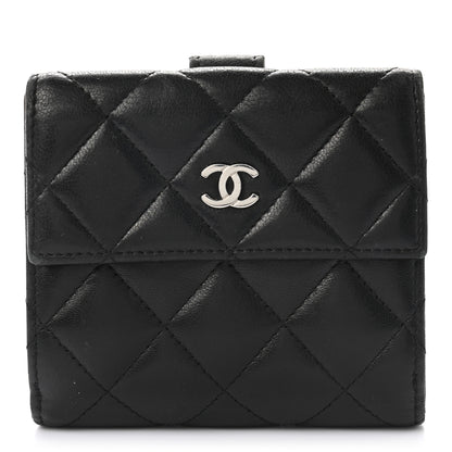 Chanel Lambskin Quilted Compact French Flap Wallet Black 1 of 7