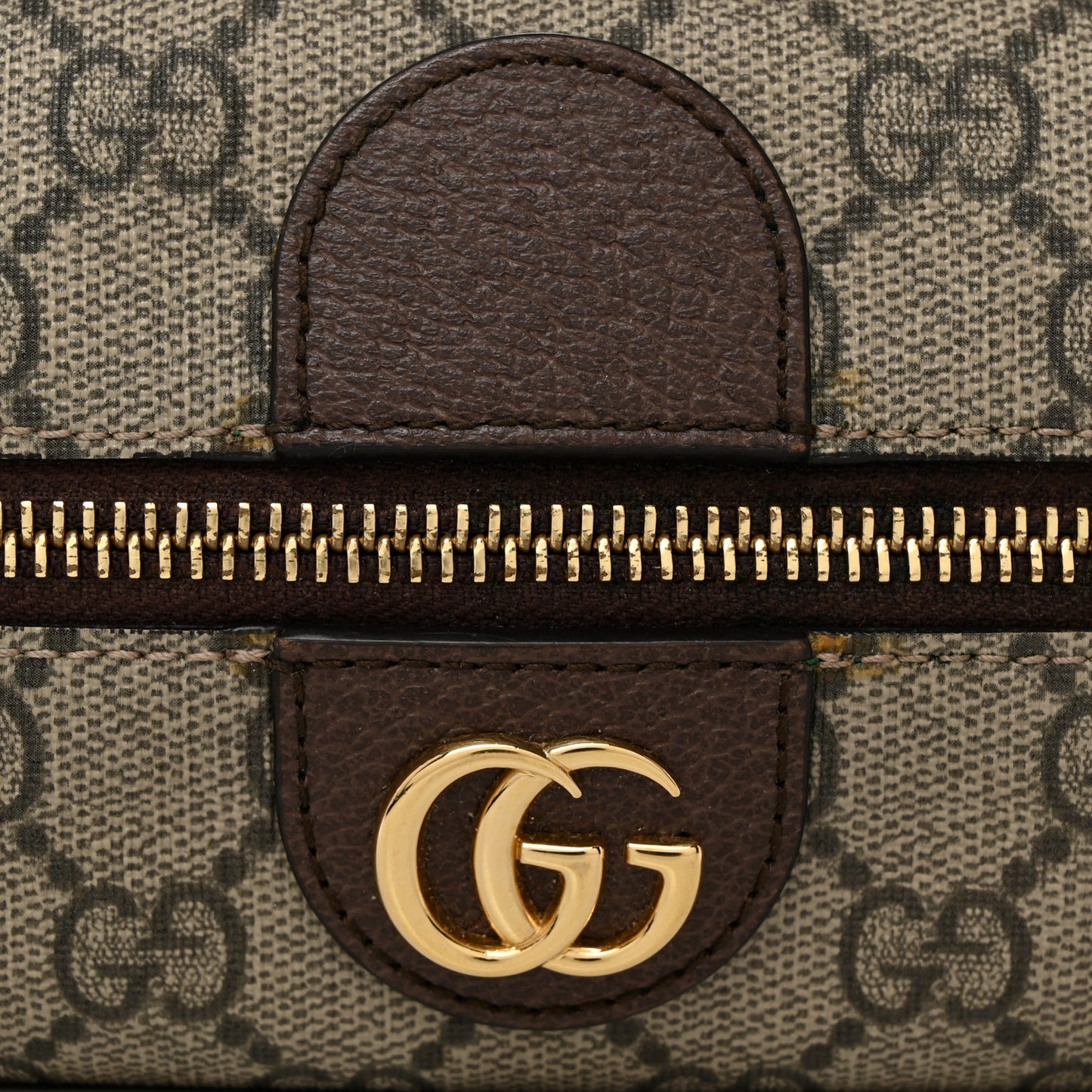 Soft GG Supreme Monogram Calfskin Medium Ophidia Cosmetic Case Beige Ebony New Acero