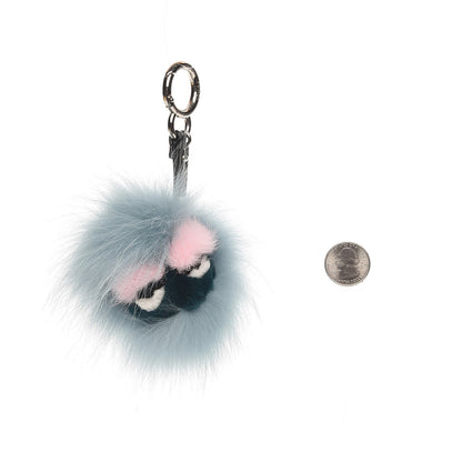 Fendi Fox Mink Rabbit Fur Vitello Flamingo Mini Monster Bag Bug Charm Lagoon Black Multicolor 2 of 3