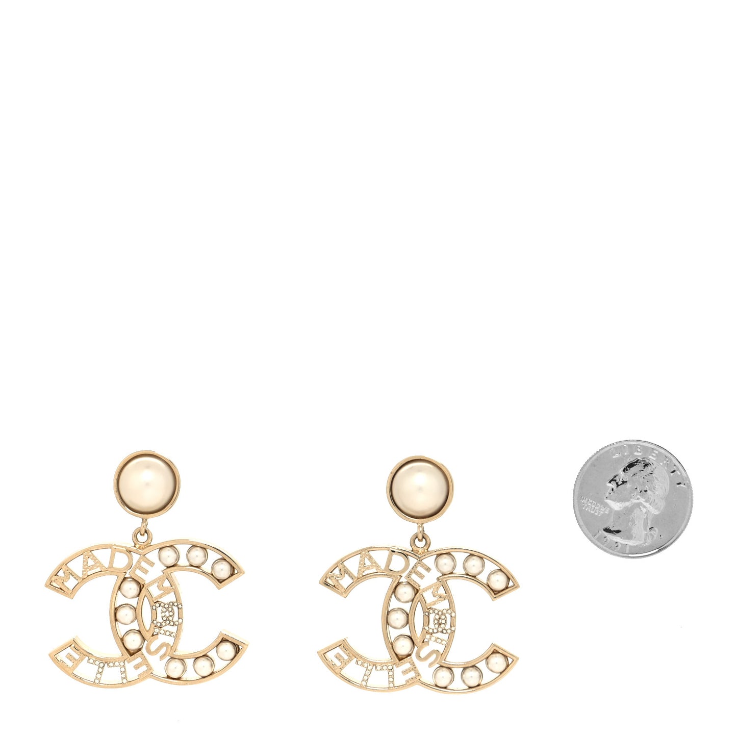 Metal Pearl Mademoiselle Drop Earrings Gold