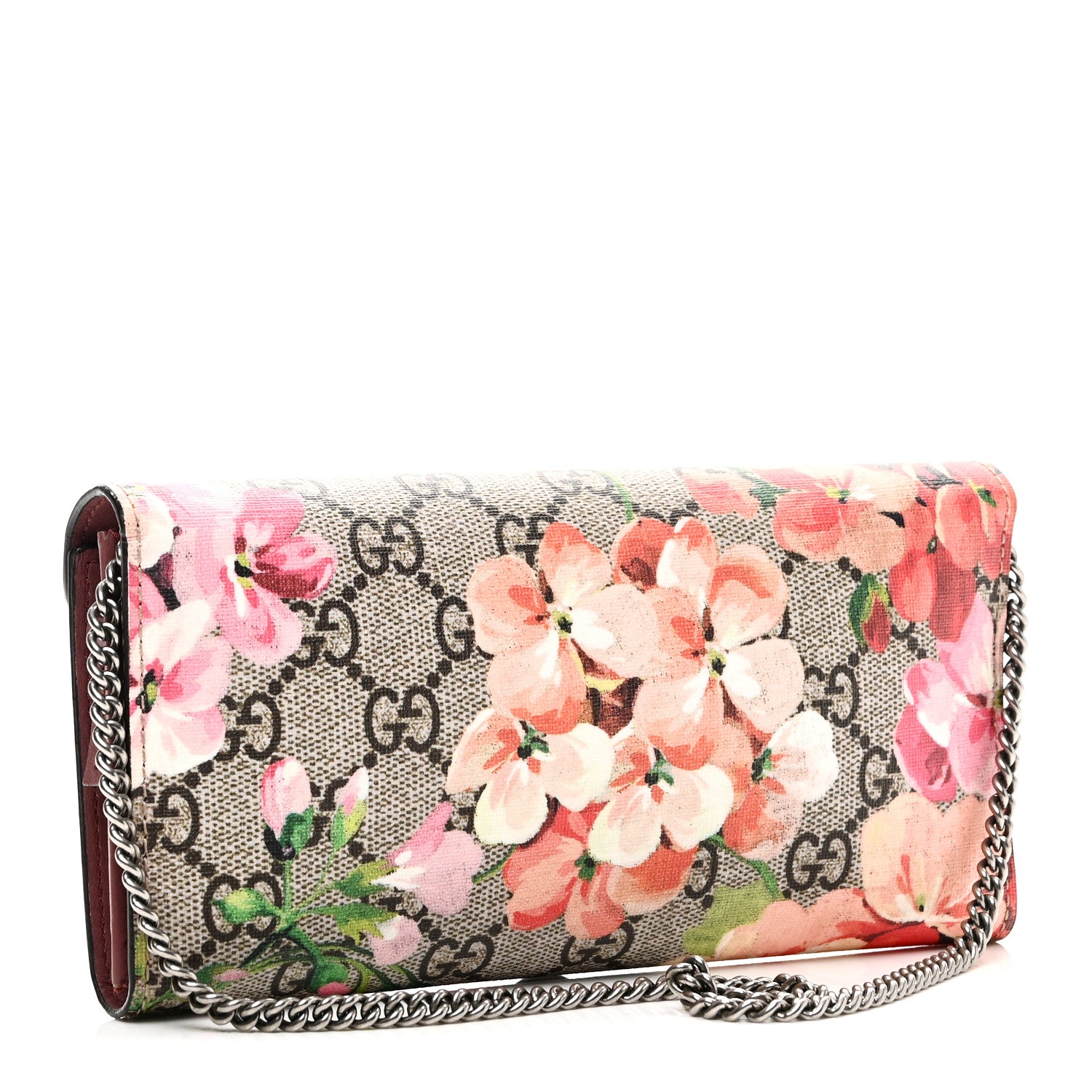 Gucci GG Supreme Monogram Blooms Dionysus Chain Clutch Wallet Beige Multicolor Dry Rose 3 of 9