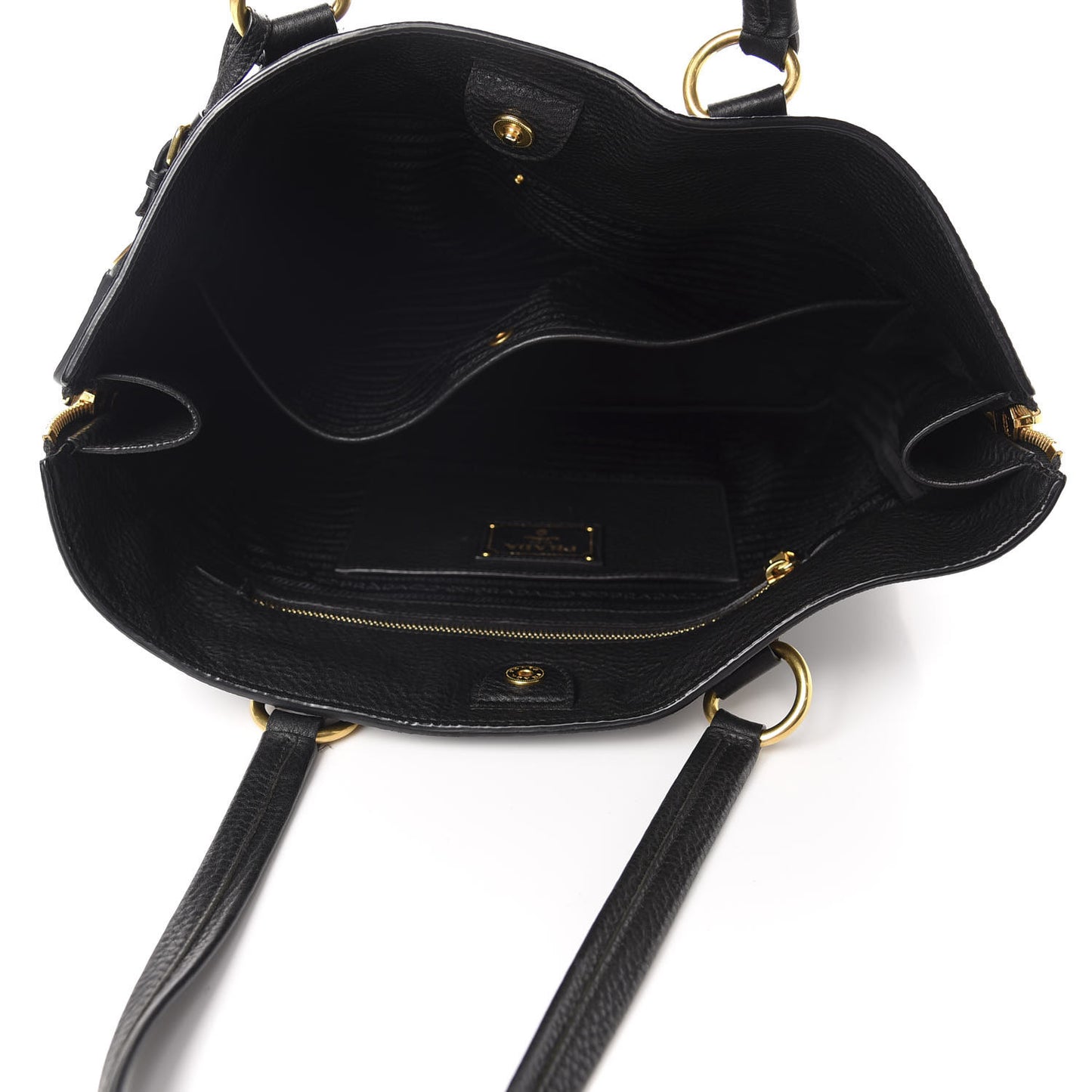 Vitello Daino Side Zip Tote Black