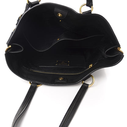Prada Vitello Daino Side Zip Tote Black 5 of 15