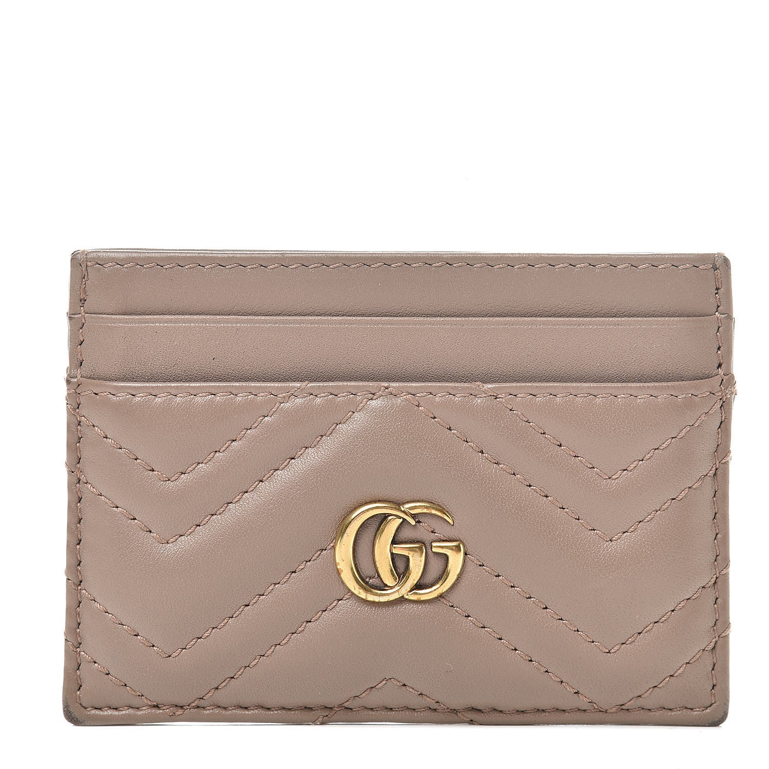 Gucci Calfskin Matelasse GG Marmont Card Holder Porcelain Rose 1 of 10