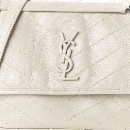 Saint Laurent Crinkled Calfskin Matelasse Monogram Medium Niki Chain Satchel Ivory 9 of 9