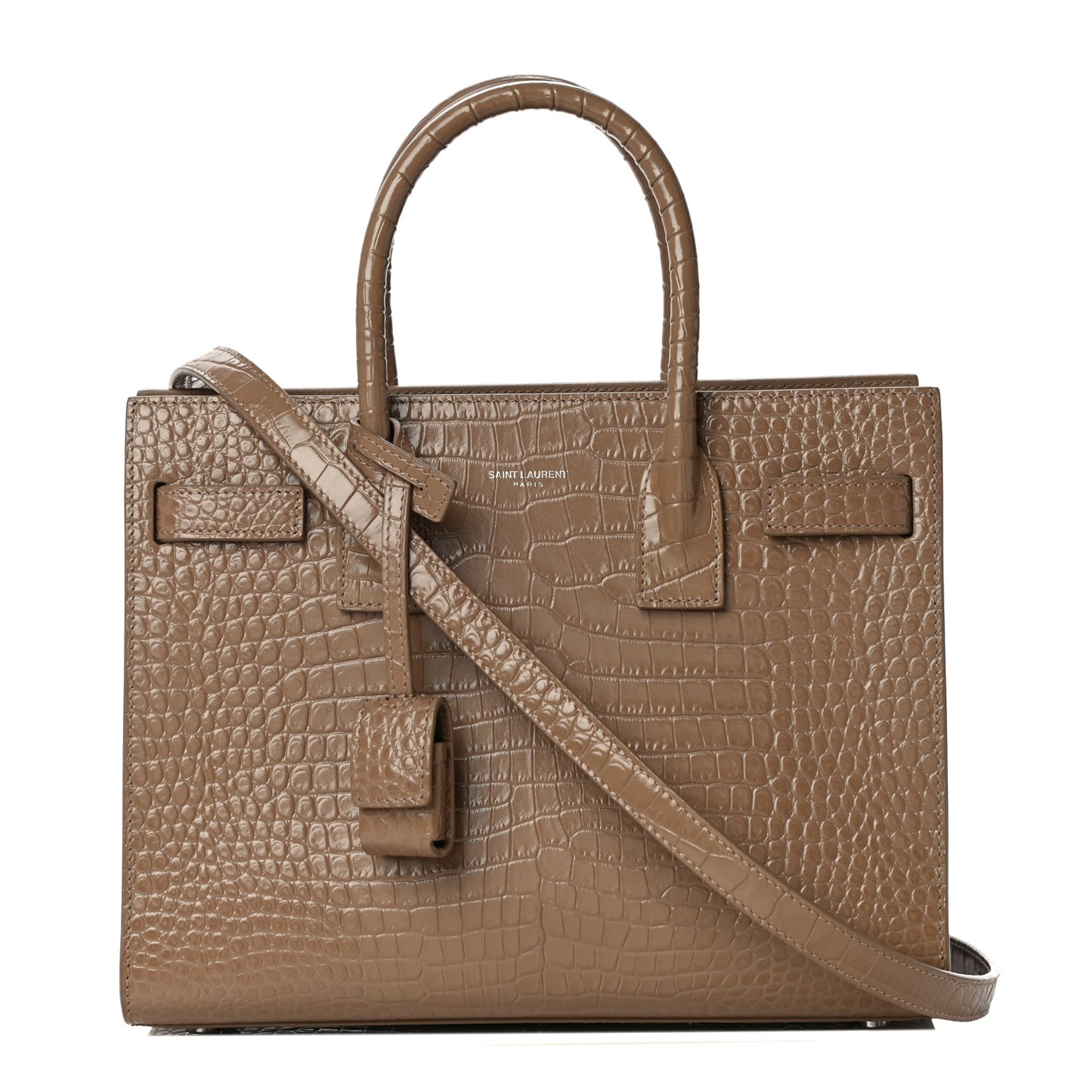 Calfskin Crocodile Embossed Baby Sac De Jour Brown