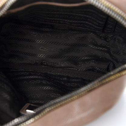 Prada Glace Calfskin Zippers Bow Clutch Ardesia Nudo 10 of 12