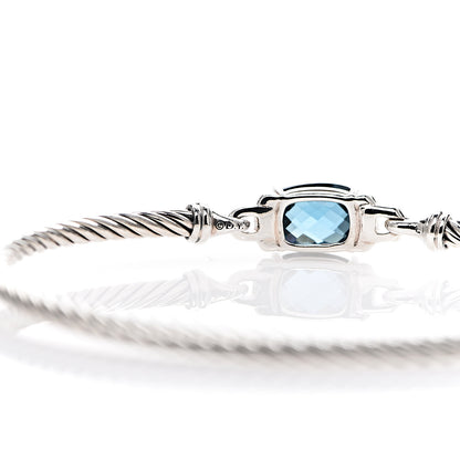 David Yurman Sterling Silver Diamond Hampton Blue Topaz 3mm Petite Wheaton Bracelet 3 of 3