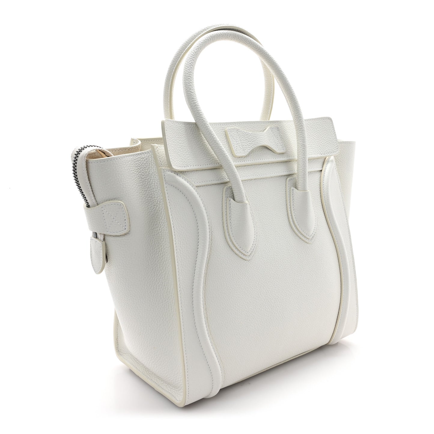 Drummed Calfskin Micro Luggage White