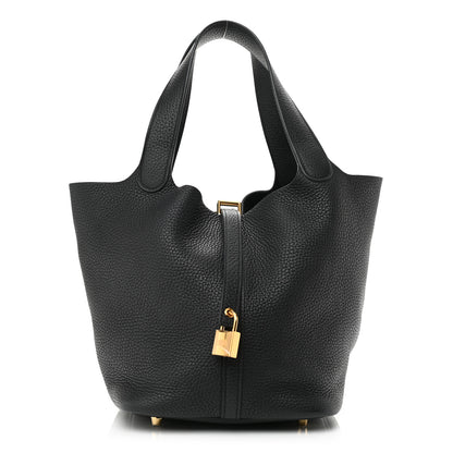 Hermes Taurillon Clemence Picotin Lock 22 MM Black 1 of 9